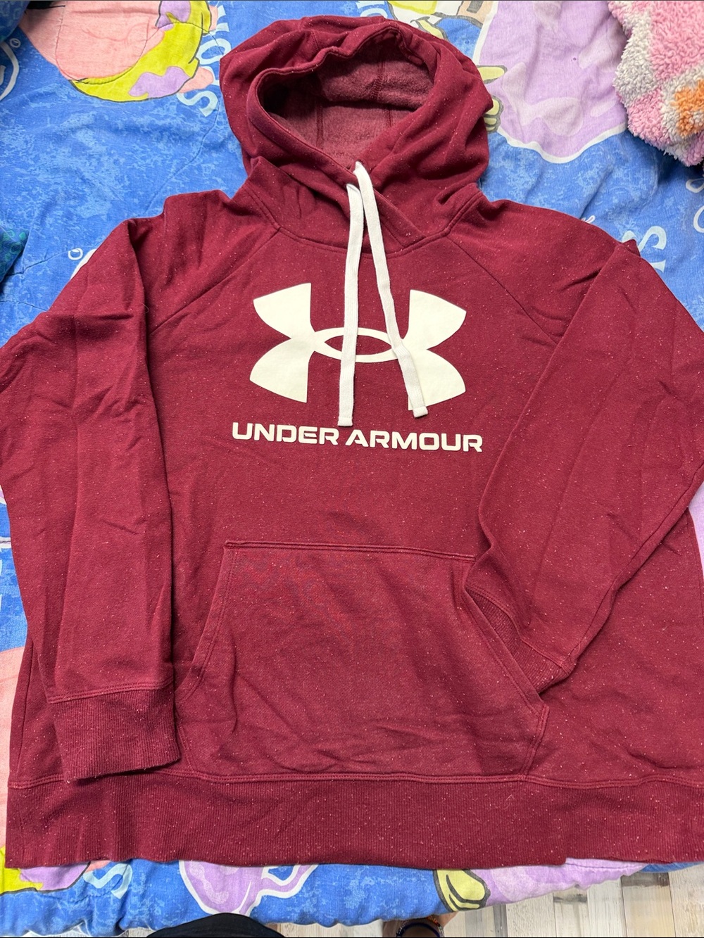 Under Armour burgundy Hoodie with White Logo women xl